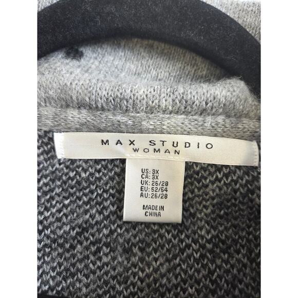 Max Studio Knit Wool Blend Gray/ Black Polka Dot Cardigan Cowl Neck Sweater 3x - Picture 3 of 8